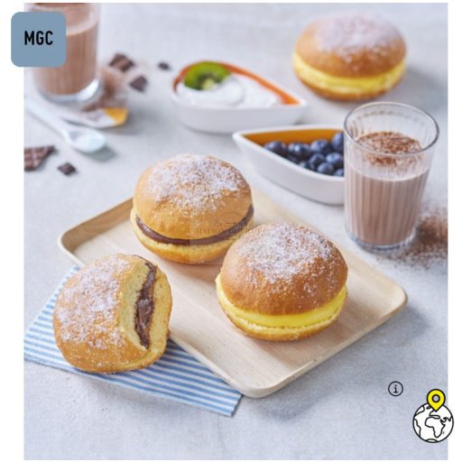 BRIDOR BOLAS DE BERLIM KAKAÓS-MOGYORÓKRÉMES FÁNK 120g x20, kész, gyorsfagyasztott